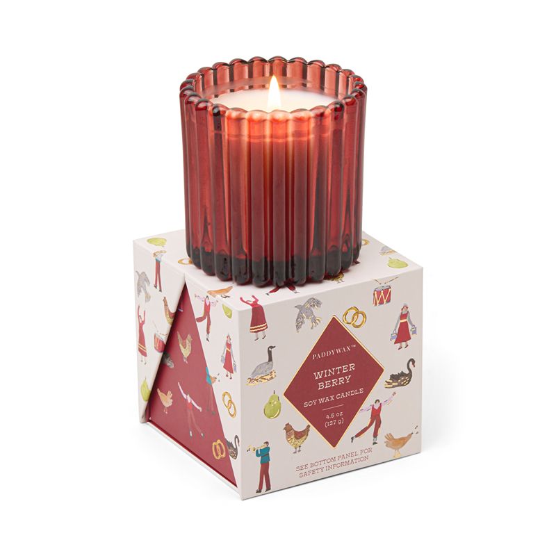 Holiday Merry Box Winter Berry Red Glass Candle