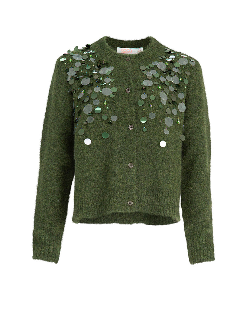 Cardi-Bling Cardigan Green