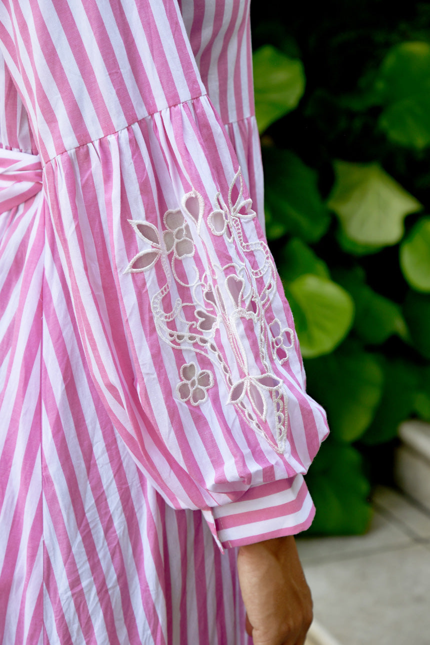 Cut It Out Dress Pink + White