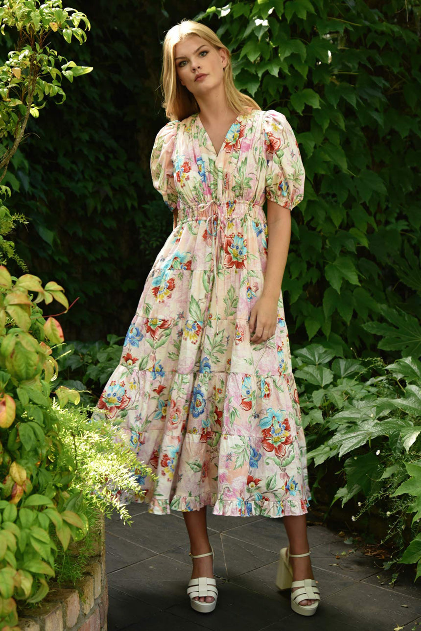 Ruche Around Dress Pink