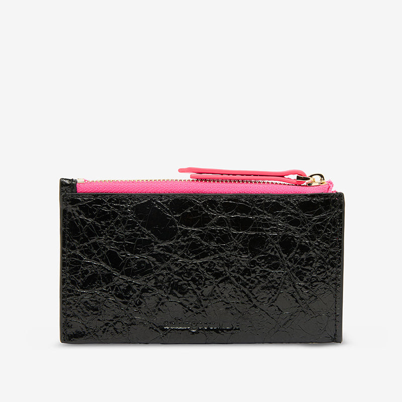 Compact Wallet Black Crinkle
