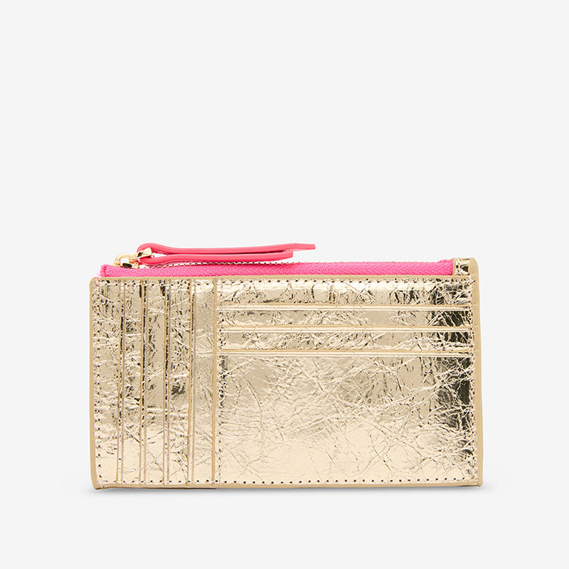 Compact Wallet Gold Crinkle