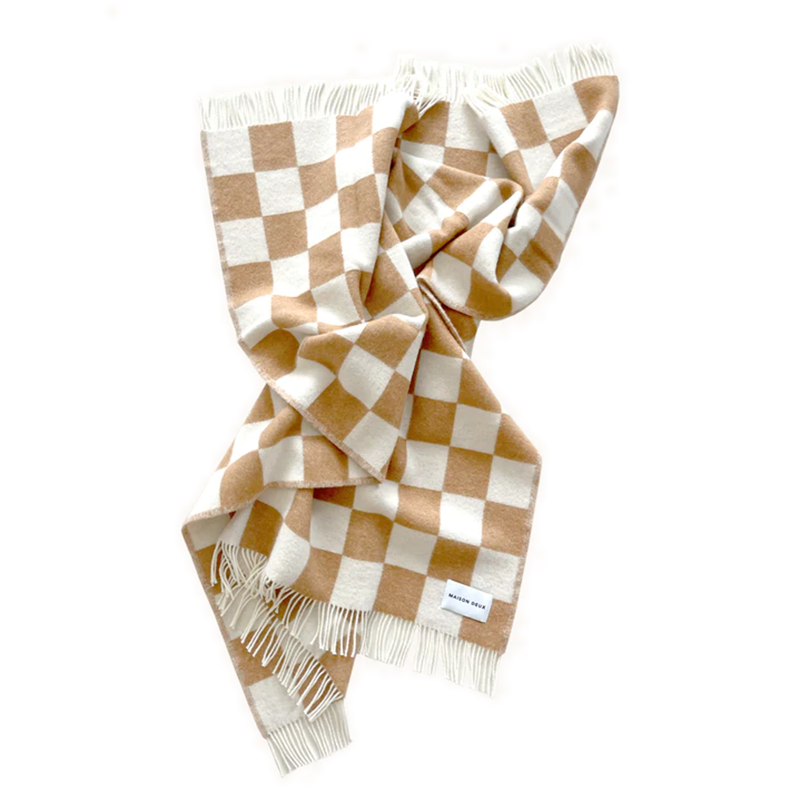 Checkerboard Blanket Terra White