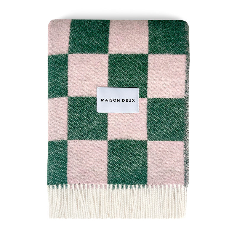 Checkerboard Blanket Green/Pink