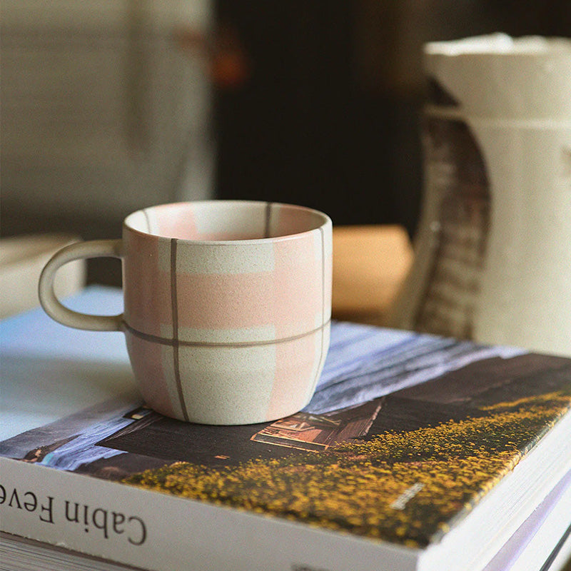 Blush & Grey Check Cats Pyjamas Mug