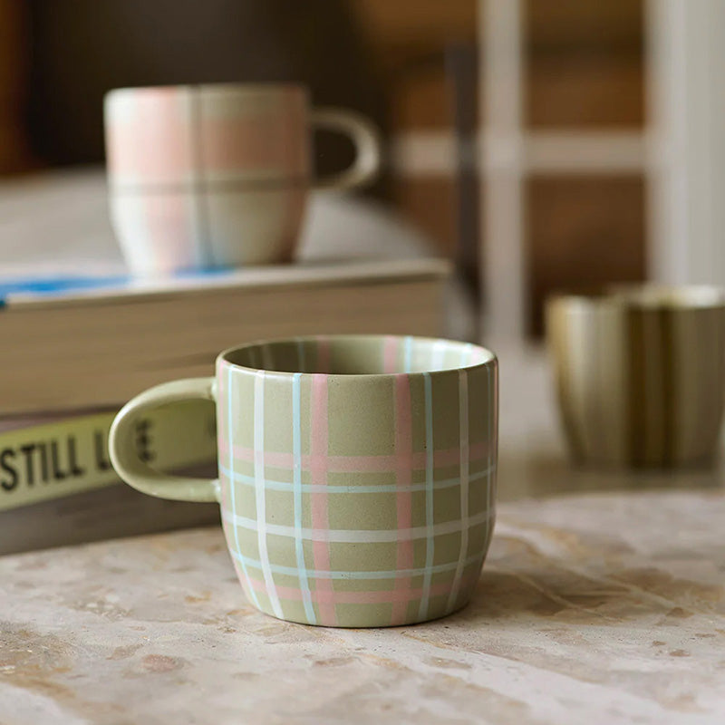 Sage & Blush Check Cats Pyjamas Mug