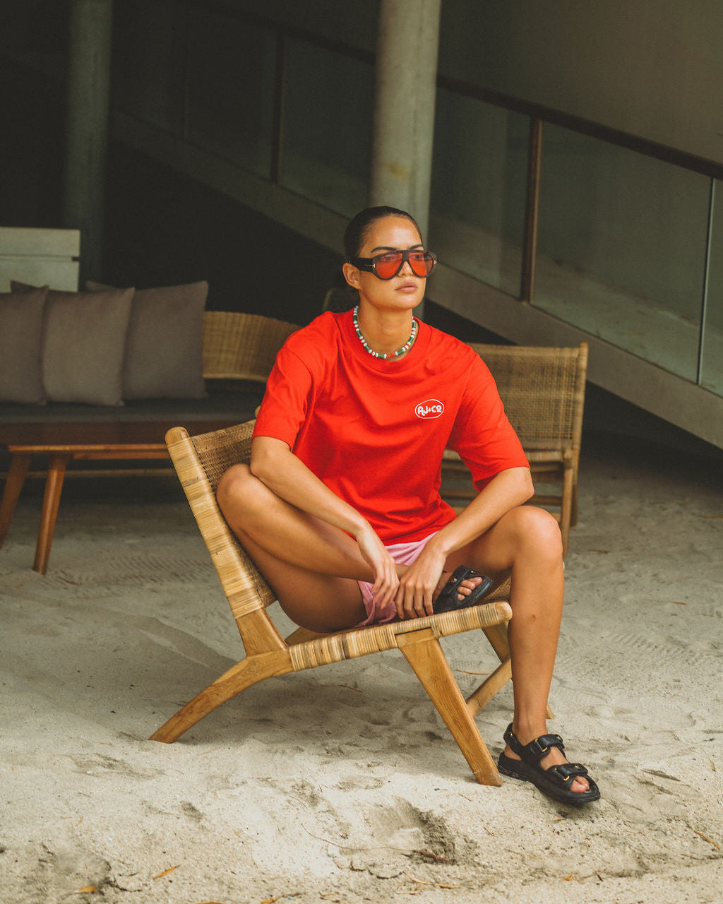 Chillin Oversized Tee Poppy Red