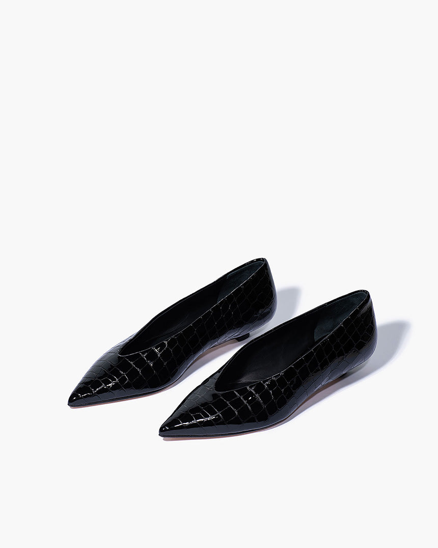 Claudia Kitten Heel Black Croc