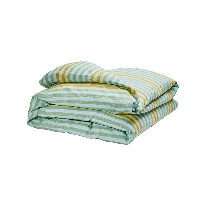 Stripe Blue Green Duvet Cover