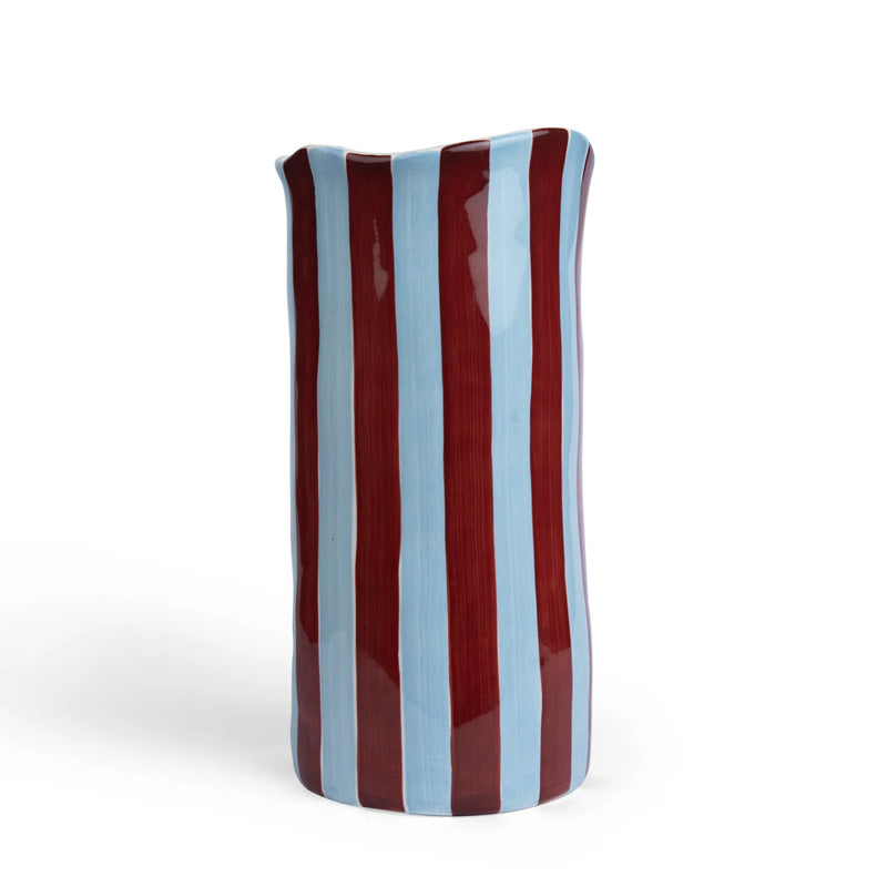 Burgundy & Blue Stripe Large Vase