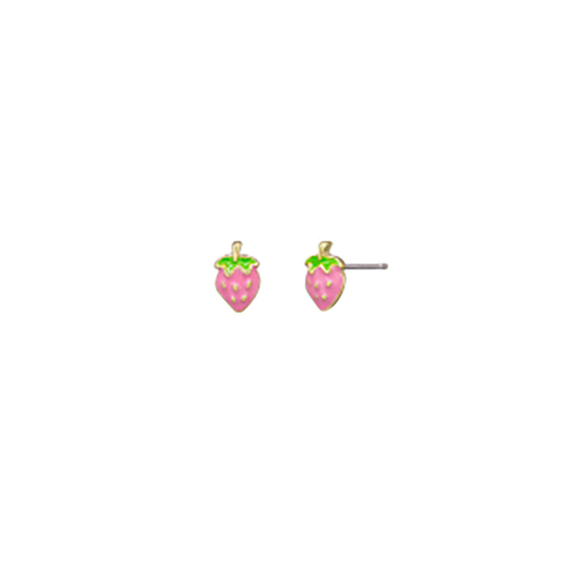 Strawberry Stud Earrings Pink