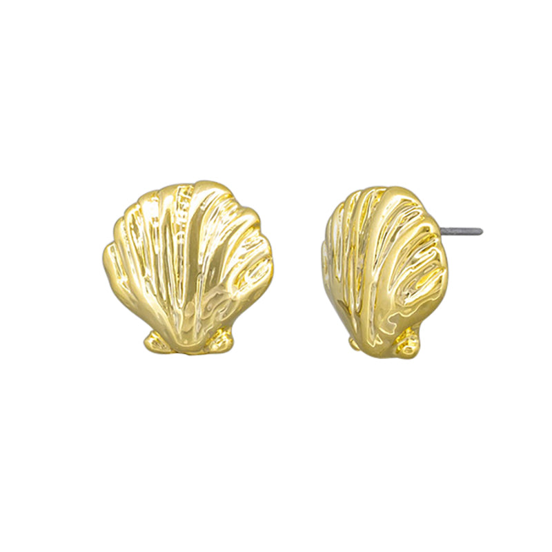 Sea Scallop Stud Earrings Gold