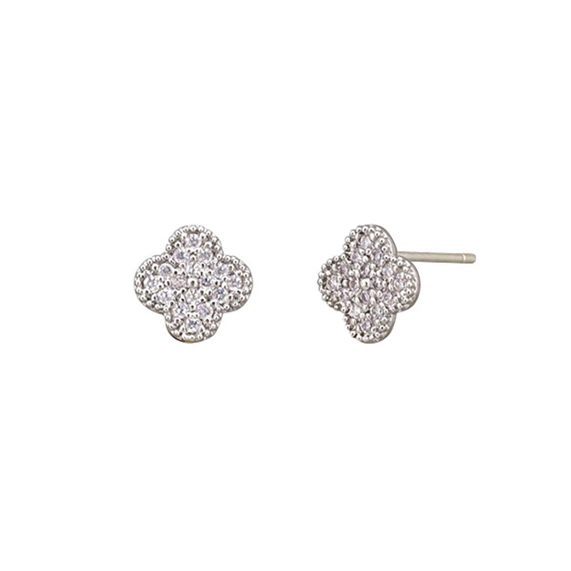 Felice Stud Earrings Silver Crystal