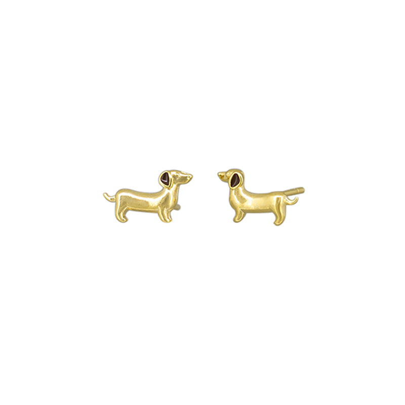 Winifred Dog Stud Earrings Gold