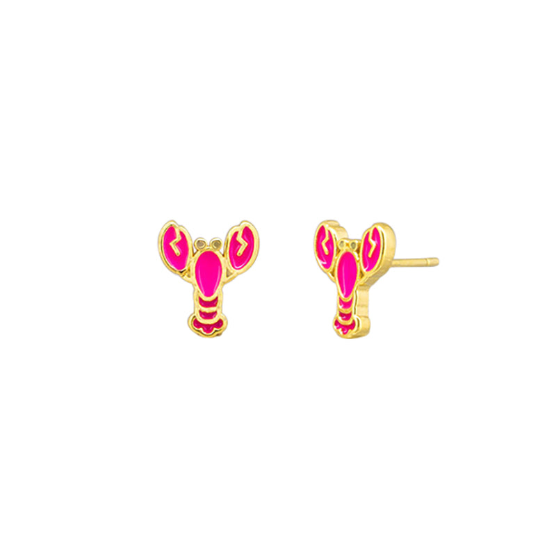Lobster Stud Earrings Pink