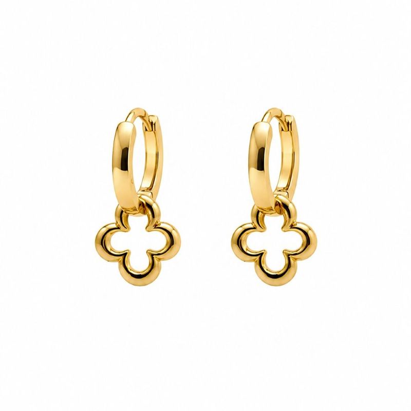 Spinning Gold Flower Huggie Earrings