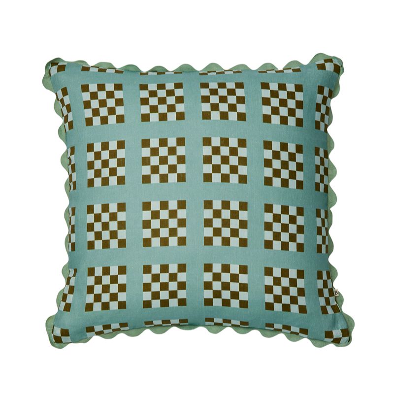 Lattice Blue Linen Cushion 60cm