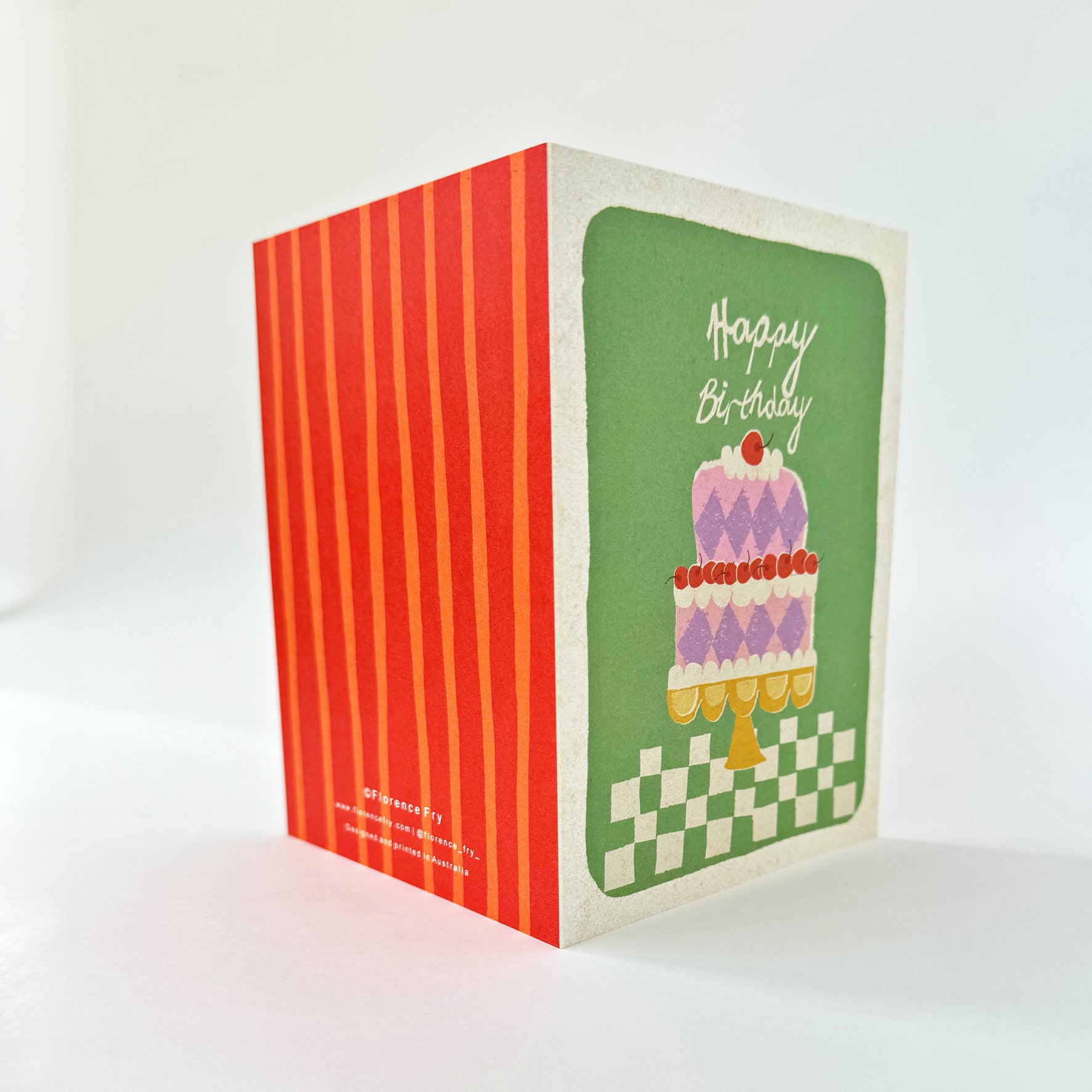 Happy Birthday Cake Card Green