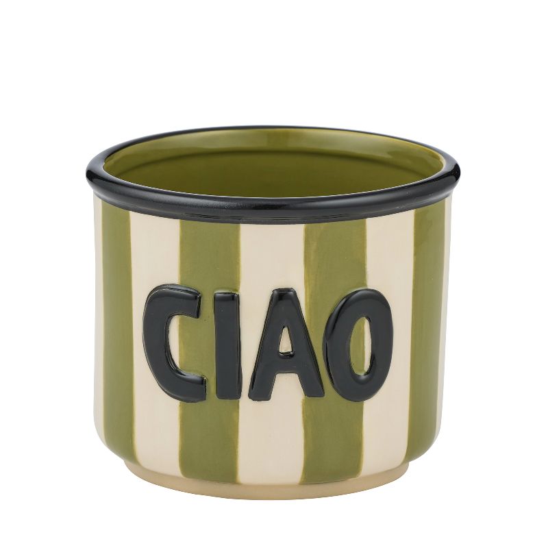 Ciao Ceramic Pot Olive Stripe