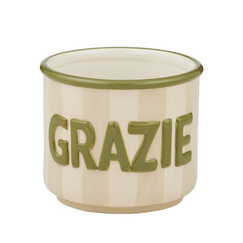 Grazie Ceramic Pot Taupe Stripe