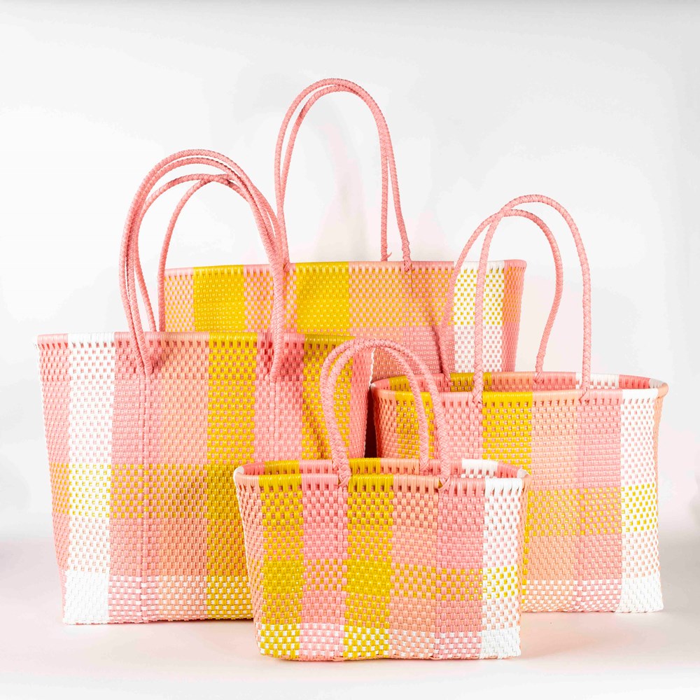 Carla Basket Yellow Pink Small