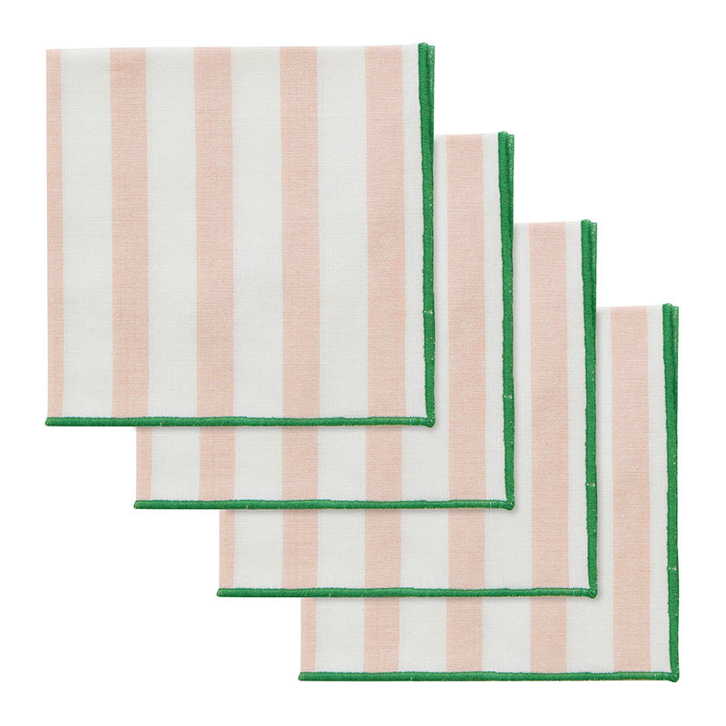 Luna Cotton Napkins Pink/Emerald Set of 4