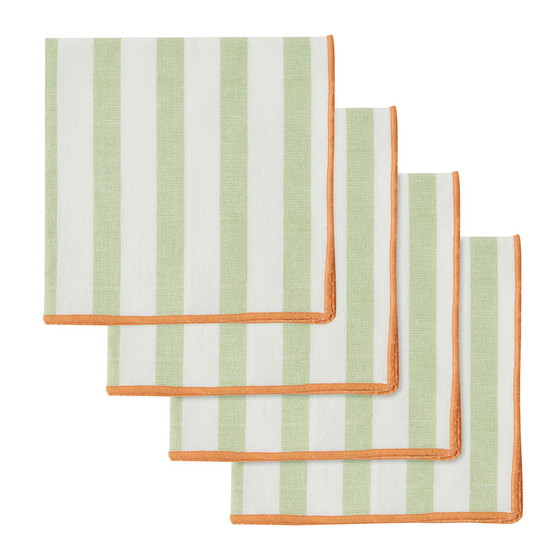 Luna Cotton Napkins Pistachio/Papaya Set of 4