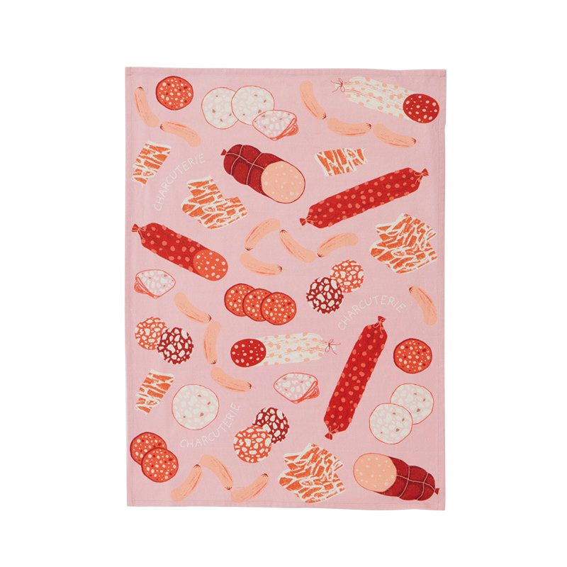Charcuterie Cotton Tea Towel Pink