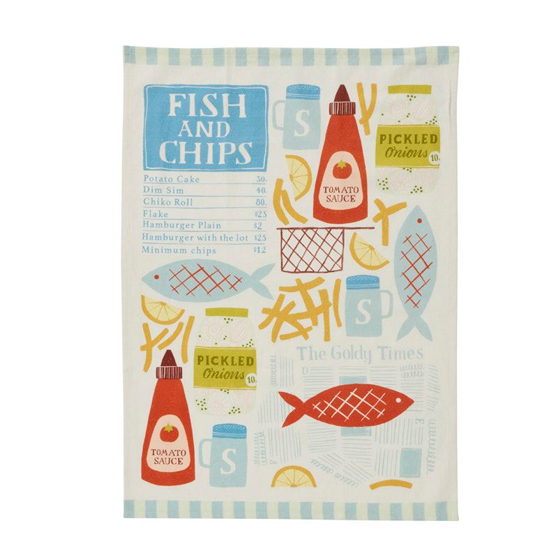 Fish & Chips Cotton Tea Towel