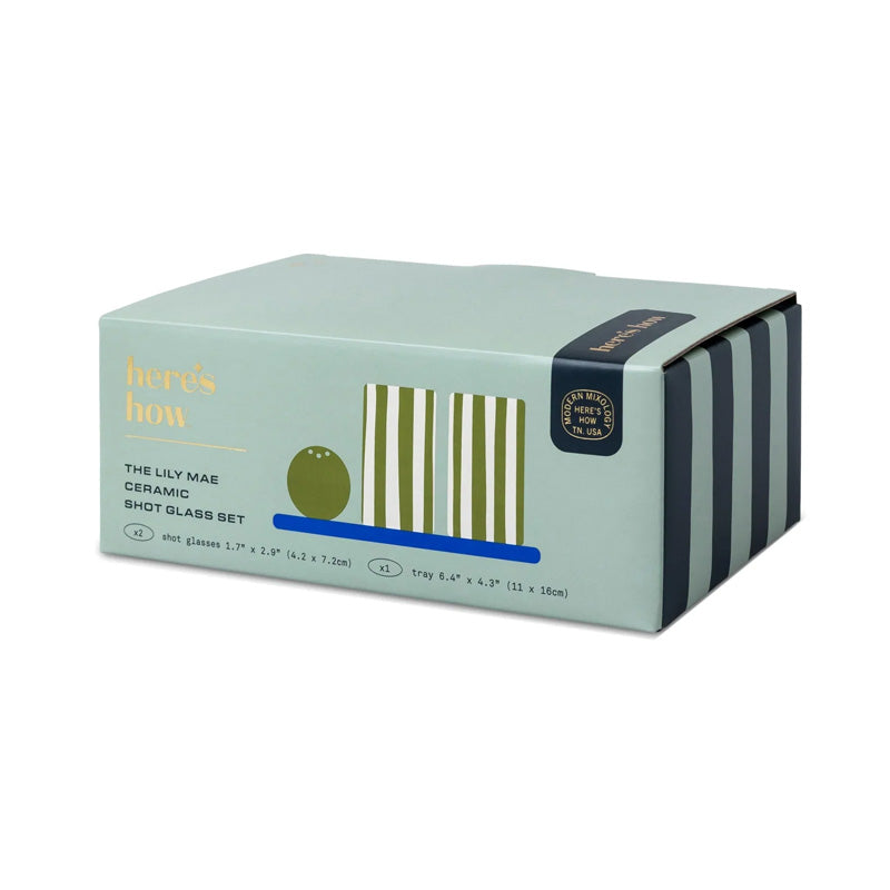 Lily Mae Ceramic Tequila Shot Glass Set Cobalt & Olive