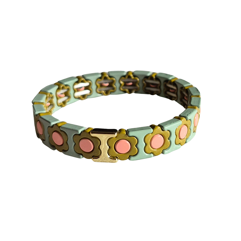 Daisy Tile Bracelet Mint Olive