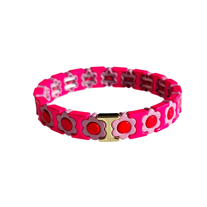 Daisy Tile Bracelet Fluro Pink Purple
