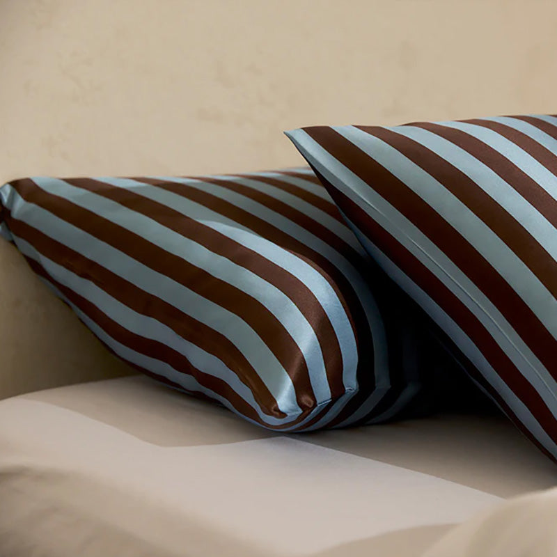 Silk Pillowcase Iced Choc Stripes
