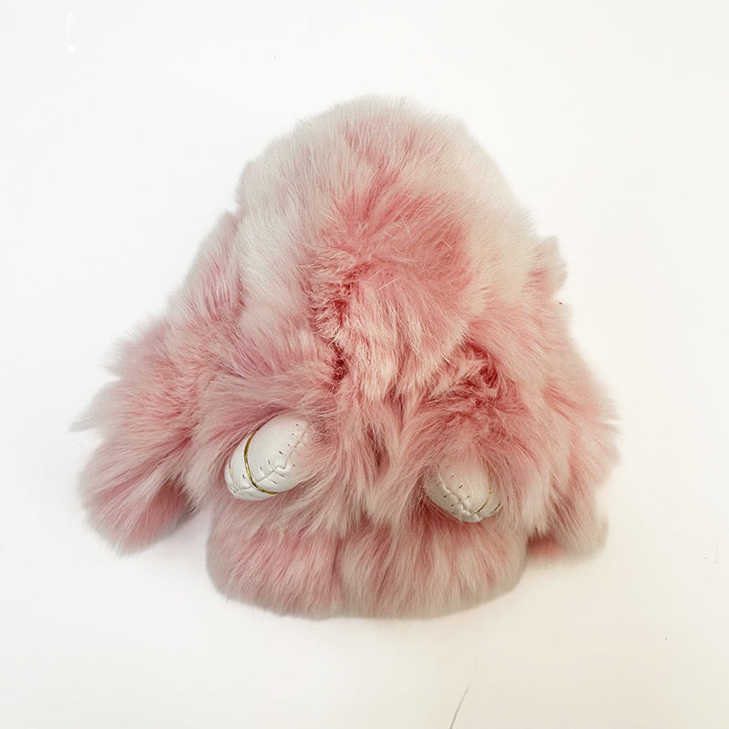 Mini Rabbit Fur Bag Charm Snow Pink