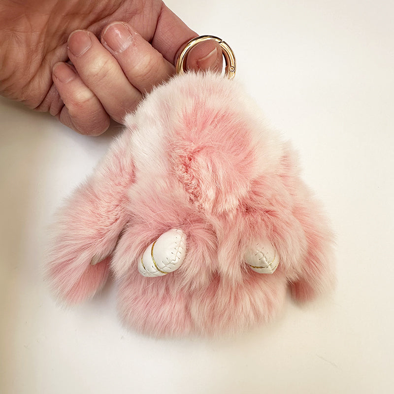 Mini Rabbit Fur Bag Charm Snow Pink