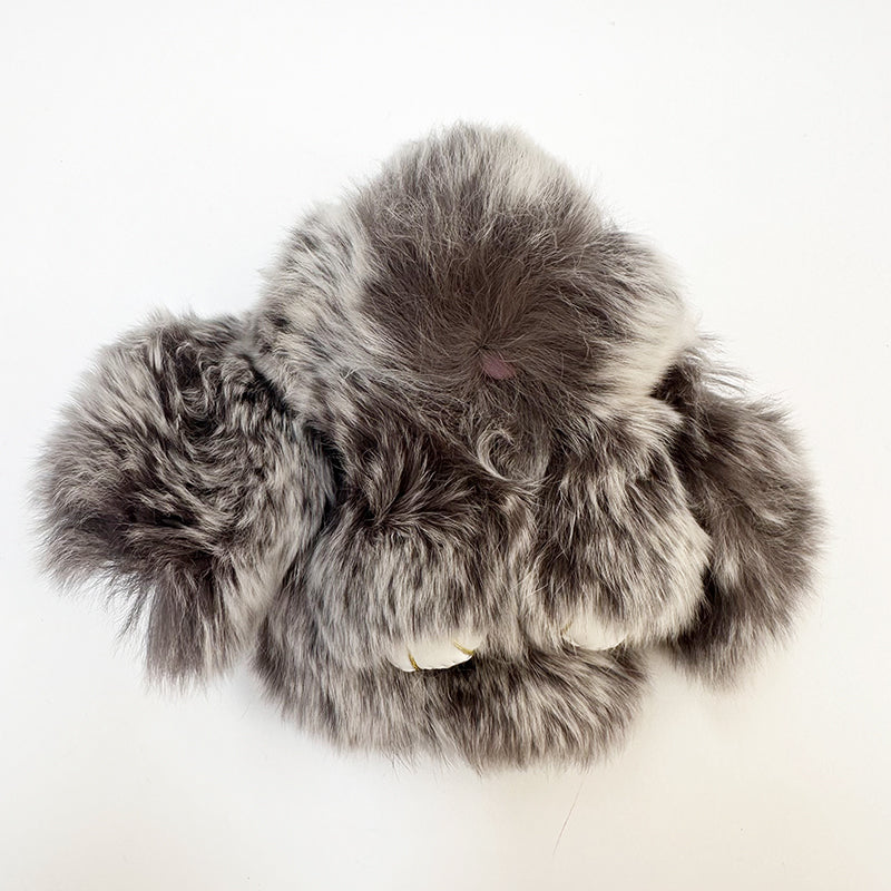 Mini Rabbit Fur Bag Charm Snow Grey