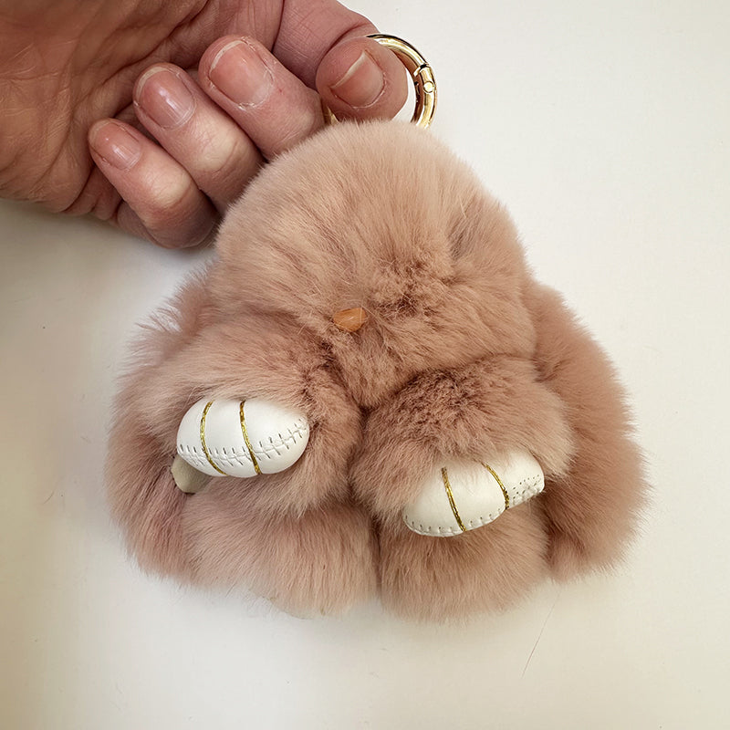 Mini Rabbit Fur Bag Charm Dusty Pink