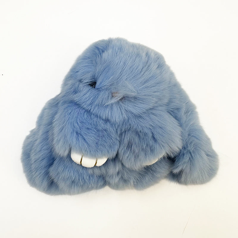 Mini Rabbit Fur Bag Charm Blue