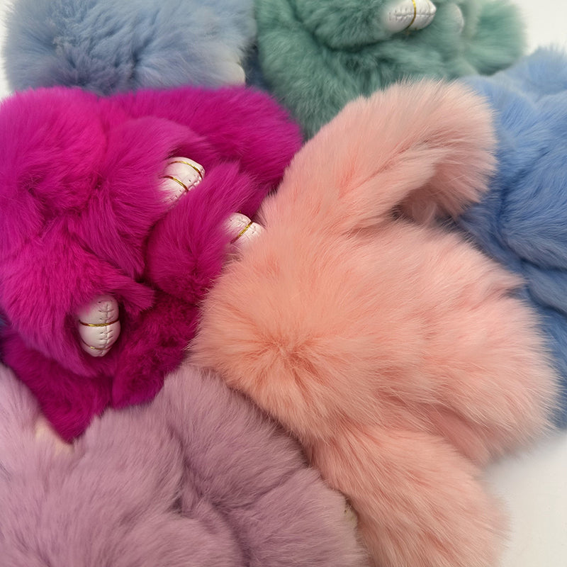 Mini Rabbit Fur Bag Charm Purple