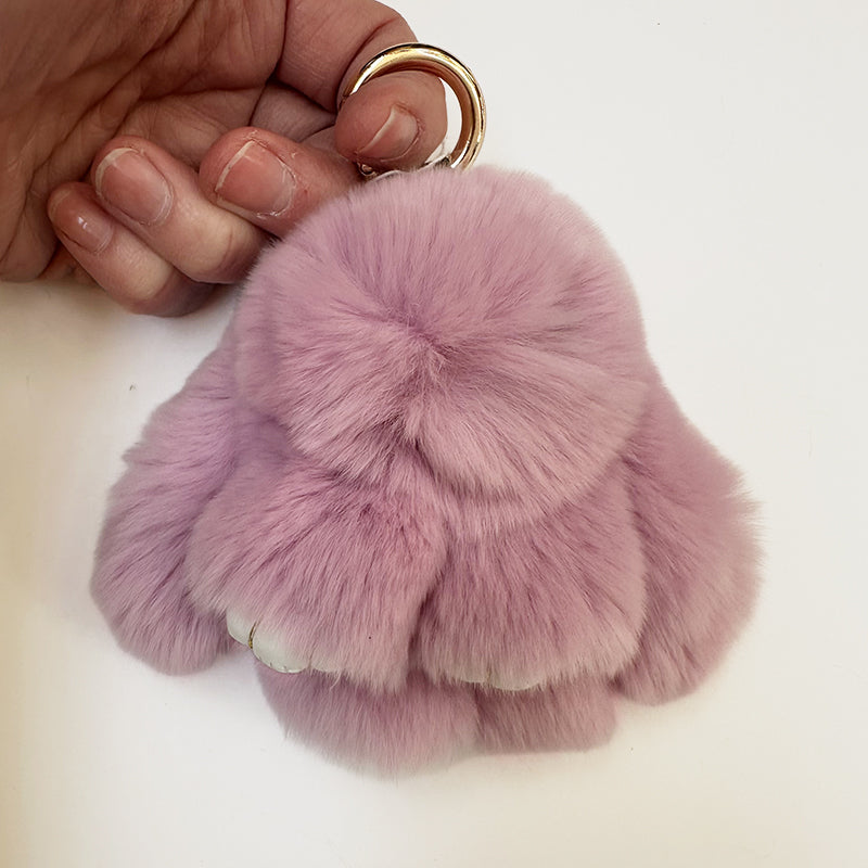Mini Rabbit Fur Bag Charm Purple