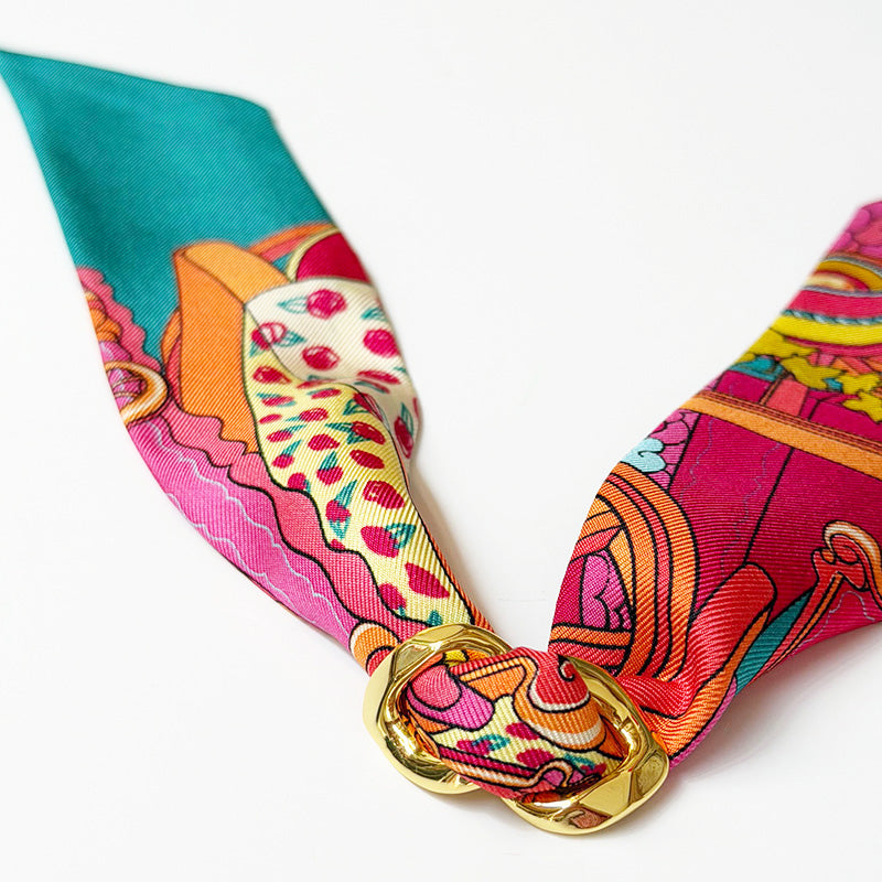 Decembre Scarf Charm with 4cm Address Unknown Silk Twill