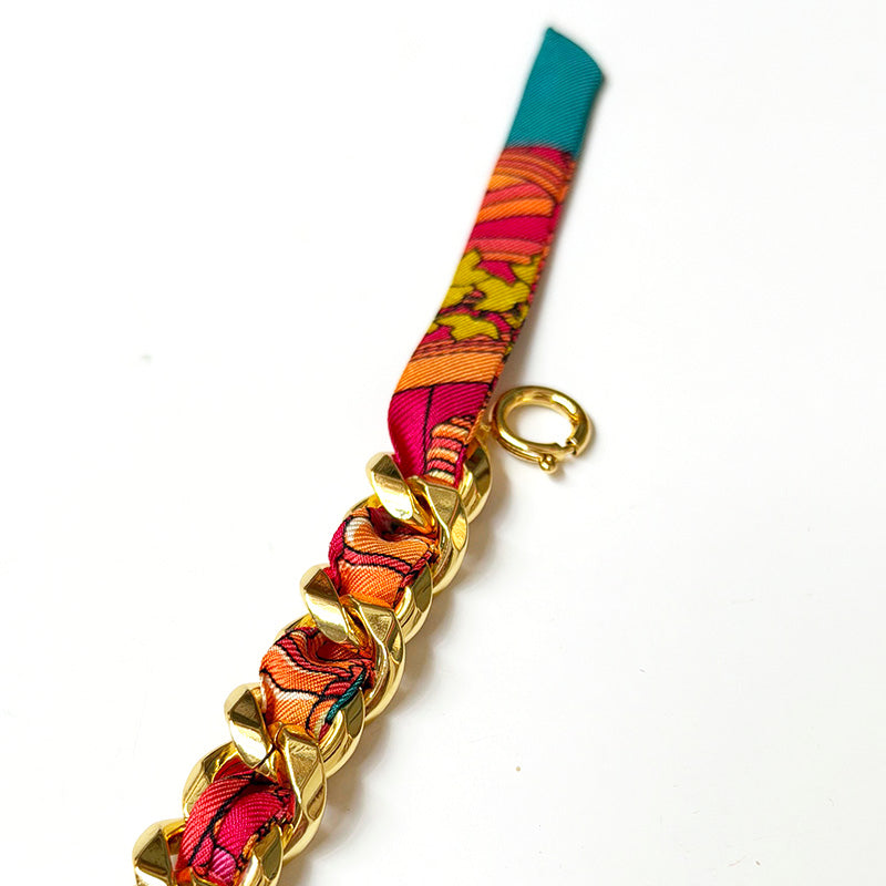 Decembre Gold Bracelet with 1cm Address Unknown Silk Twill