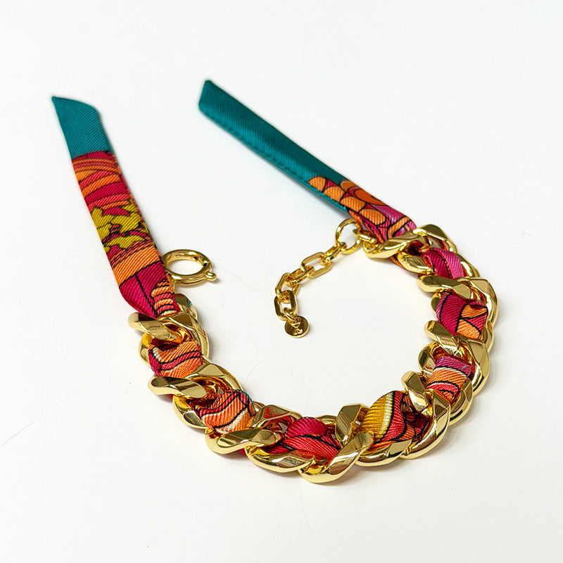 Decembre Gold Bracelet with 1cm Address Unknown Silk Twill