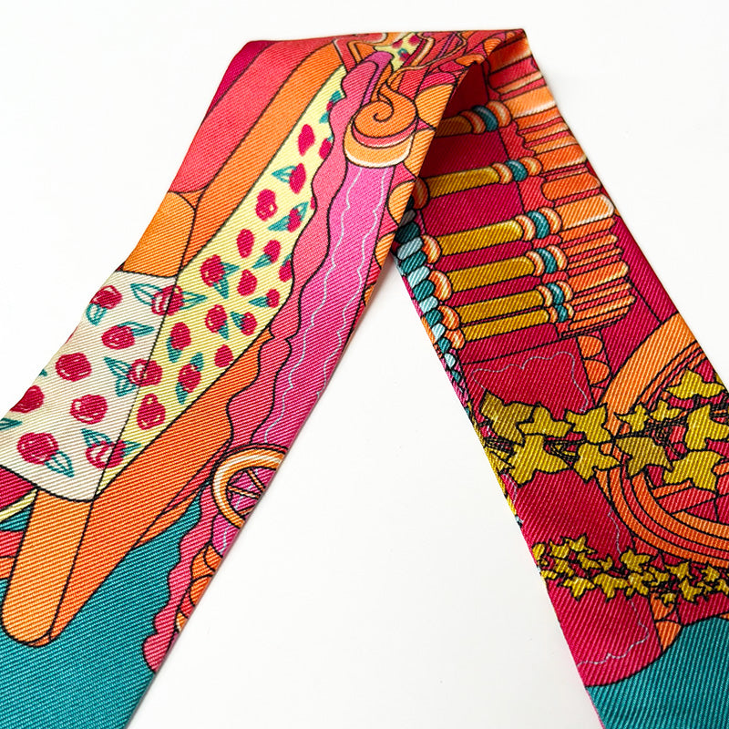 Silk Twill 4cm Address Unknown Pink + Blue