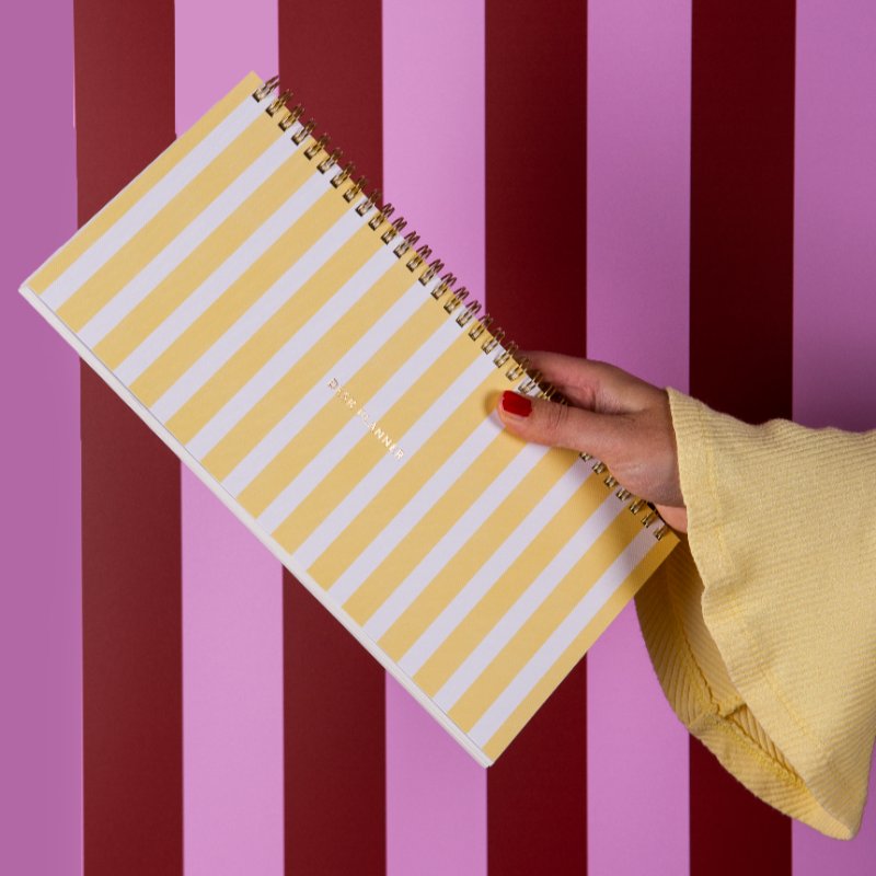 Spiral Deskplanner Yellow Stripes