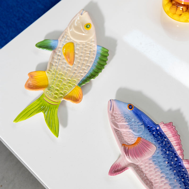 Perch Fish Plate Blue/Pink