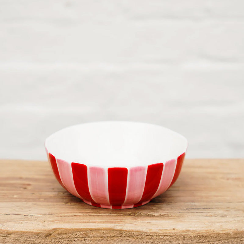 Medium Bowl Pink and Red Stripe