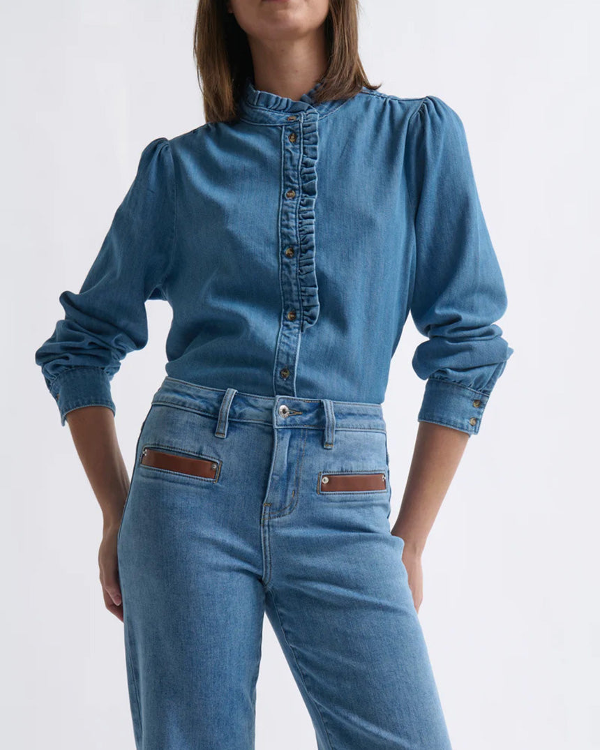 Freya Jean Leather Pocket 70s Blue