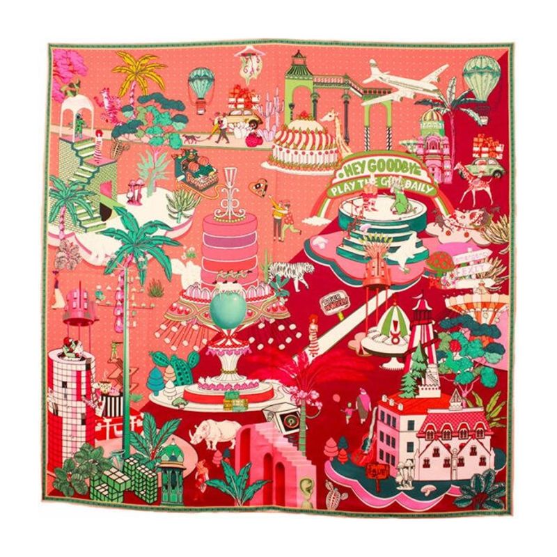 Silk Scarf Gateaux Coral