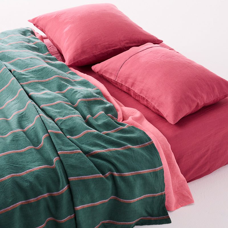 Wakame Crush Stripe Linen Quilt Cover